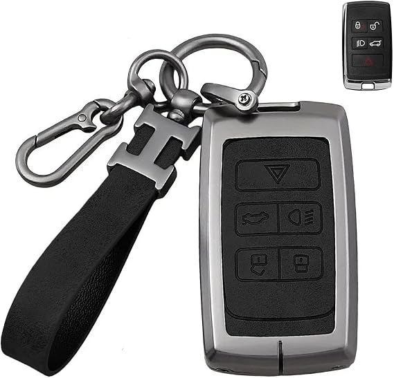 Car Key Case for Land Rover Range Rover L405 Sport-L494 Defender-L663 Discovery 5-L462 Discovery Sport-L550 Velar-L560 Evoque-L551 Jaguar XE/XF/XJ/F-PaceFit/F-Type 5 Buttons Smart Key Cover
