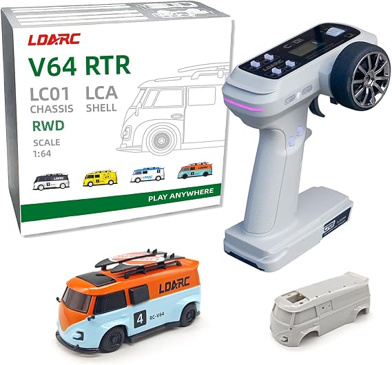 LDARC 1:43 Scale Mini RC Crawler RTR RC Rock Truck 4x4 2.4GHZ Hobby Grade Remote Control Car Model Vehicle RC Buggy (V64-Orange)