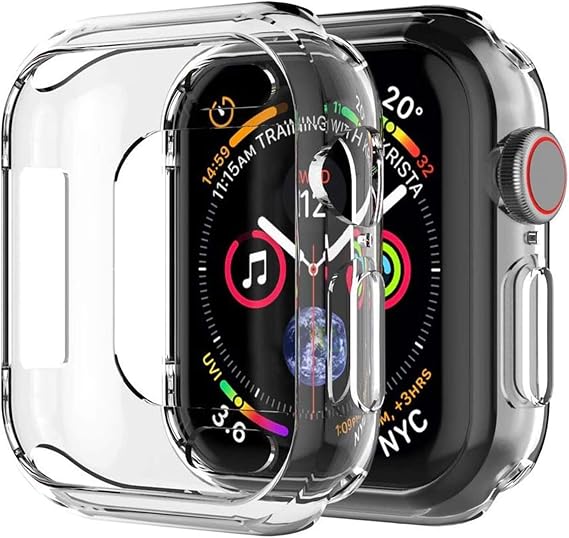 Microsonic Apple Watch SE 44mm için Kılıf 360 Full Round Soft Silicone Şeffaf [Watch SE 44mm ile Uyumlu Kılıf - Şeffaf]