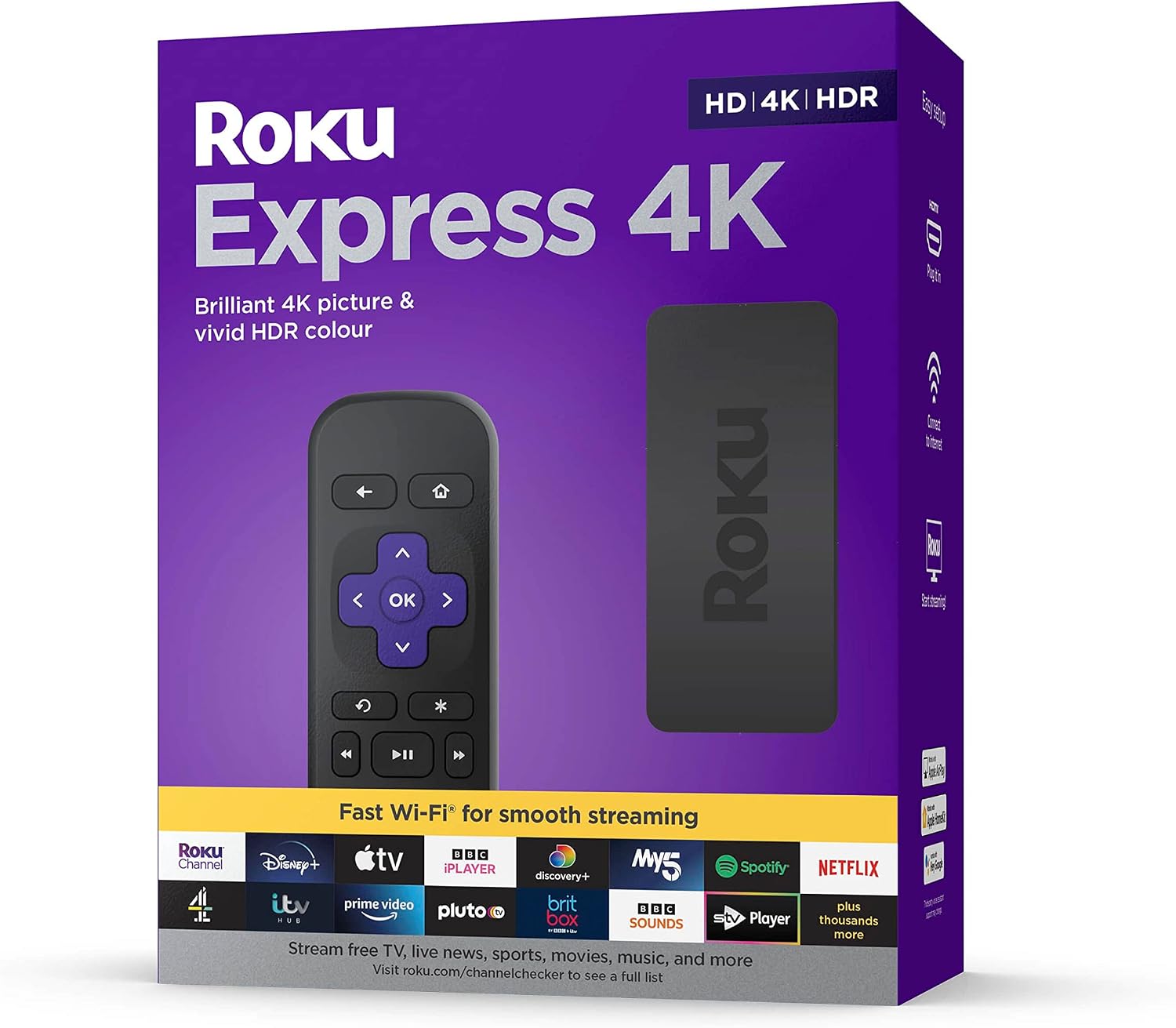 Roku Express 4K | HD4KHDR Streaming Media Player, Black