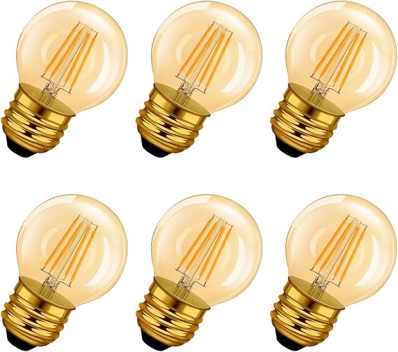 LVWIT 6 Unidades Bombillas led e27 Filamento Bombillas Vintages - 4W Equivalente a 40W, Luz de Color Blanco Cálido 2400K, 410 Lúmenes, El Ángulo del Haz de 300° No Regulable.