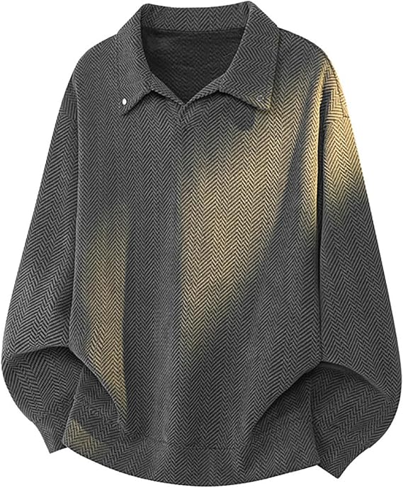 Men's Oversized Streetwear Sweatshirt Long Sleeve Pullover Without Hood