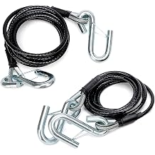 2-Pack Safety Cable Kit, Self Coiling Towing Safety Cables, with Safety Latches