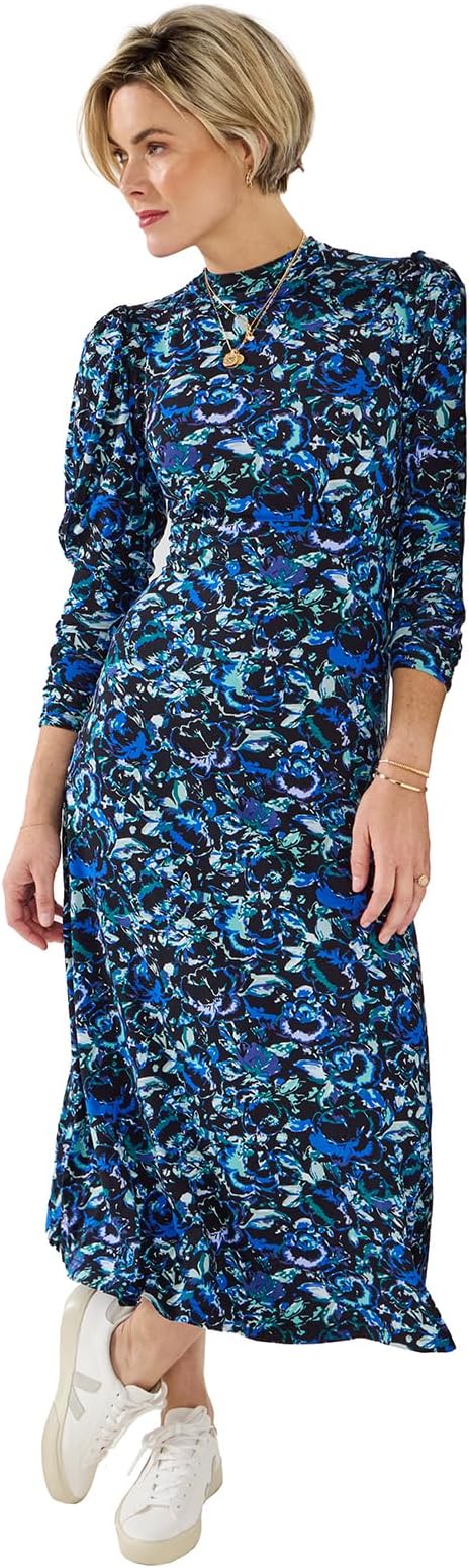 Joe Browns Women's High-Neck Vintage Frill Floral Jersey Midi Dress Dress (Pack of 1)