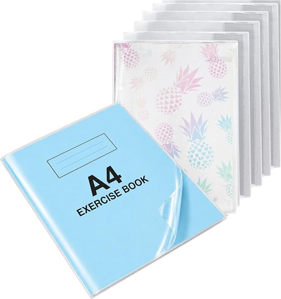 EXERZ A4 Exercise Book Covers 5 Pack Clear PVC for Notebooks
