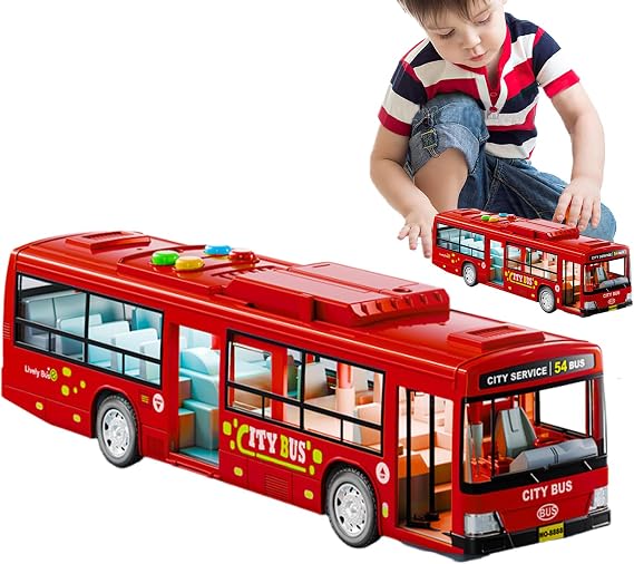 City Bus Toy for Boys - Large Electric Bus Toy | Educational Play Coacch Toyy for Kids Features Lights Realistic Engine Sounds Openable Doors & Engaging Boys and Girls