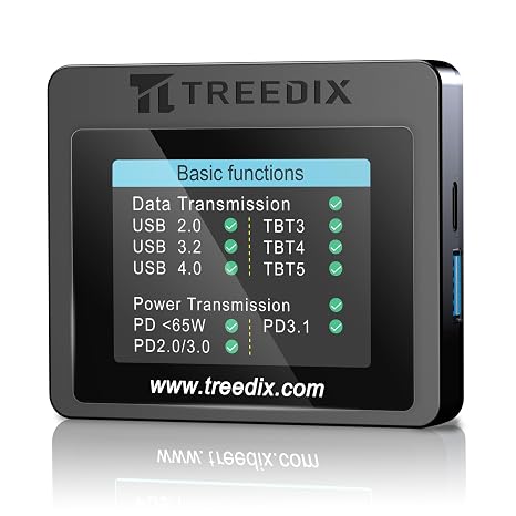 Treedix USB Cable Tester with Display for Cable, Resistance, E-Marker Test