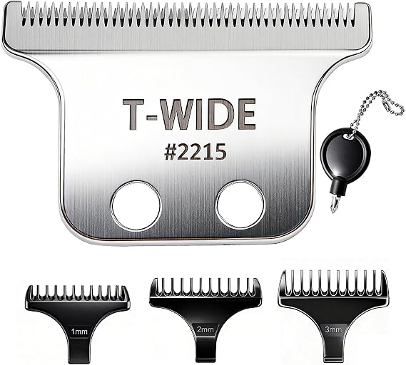 2215 Replacement T Wide Blades Compatible with Wahl 5 Star Detailer Li Trimmer(8081) and (8171) - Adjustable Stainless-steel Zero-Gap Trimmer Blade （1PC-silver)