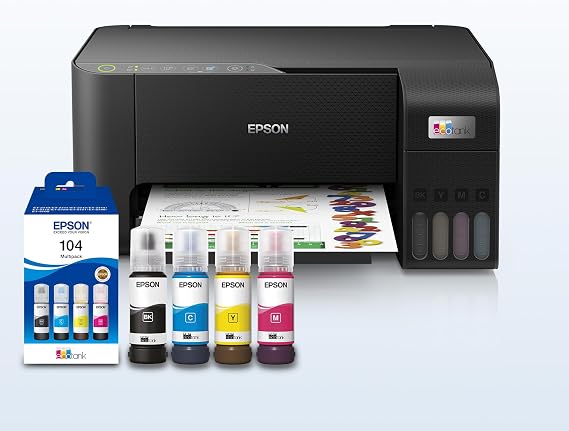 Epson EcoTank ET-2861 A4 Multifunction Wi-Fi Ink Tank Printer, With Up To 3 Years Of Ink Included EcoTank 104 Genuine Multipack Ink Bottles