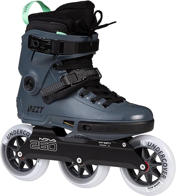 Powerslide Next Pro 110 – Urban Inline Skates with Trinity 3-Point Mounting, Gr. 36-47 - 3x110mm Undercover Wheels & Wicked ABEC 9 Ball Bearings in Petrol/Dark Blue