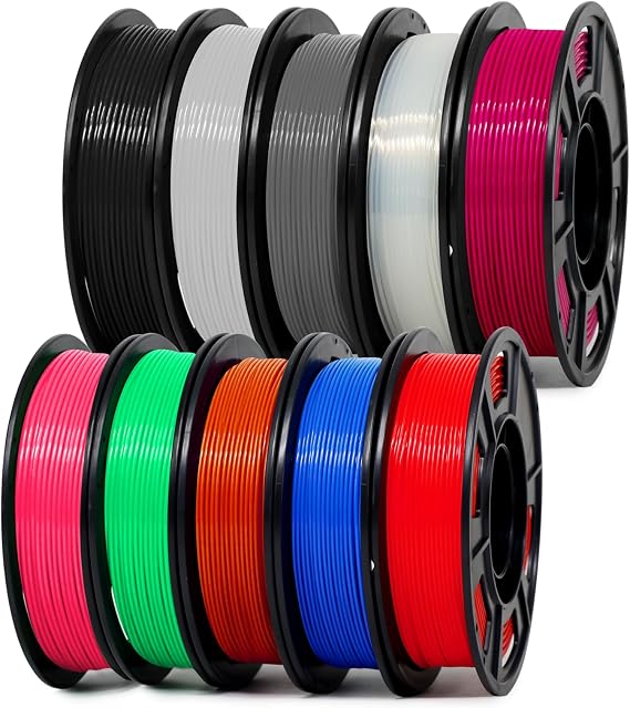 EONO PLA Plus 1.75mm 2.5KG（5.5lb）lb Multi Color 3D Printer Filament 10x250g