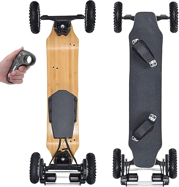 Electric Longboard Cross Country Board, 2×1650W Dual Belt Motor, 25 mph Off Road Performance, Shock Absorbers for All Terrain Adventure Square-Corners