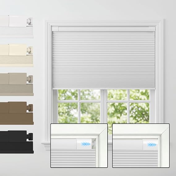 Custom No Drill Honeycomb Blinds for Windows Cordless Blackout Blinds
