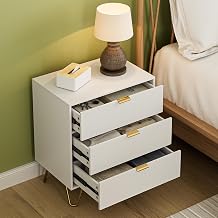 Bedside Table with 3 Drawers, Chest of Drawers Bedroom, 60x40x70cm, Wooden Bedside Cabinet With Metal Handles,for Bedroom Livingroom,Hallway, White