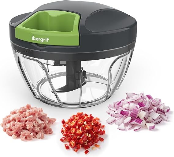 Ibergrif Manual Food Chopper, Vegetable Chopper with Easy Pull Cord