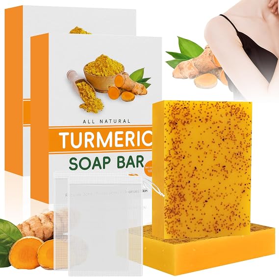 Turmeric Soap, Kojic Acid Soap from Turmeric and Lemon, Kojic Acid for Skin Lightening, A Gentle and Deep Cleansing Dark Spots for Body and Face (2 Pieces)