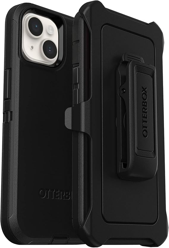OtterBox Defender kılıf, iPhone 14/iPhone 13 için, darbeye dayanıklı, düşmeye dayanıklı, ultra sağlam, koruyucu kılıf, askeri standartlara göre 4 x test edilmiştir, siyah, perakende ambalaj yok