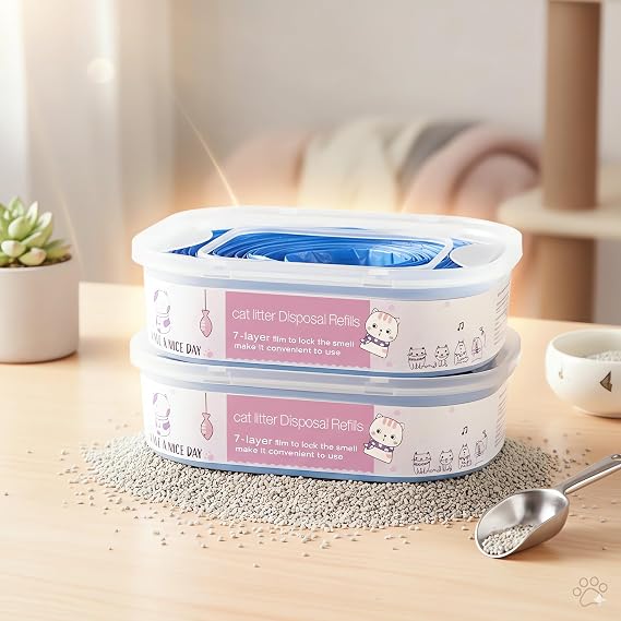 2 Pack 28FT Cat Litter Refills Cartridge, Compatible with Pet Genie Standard/Plus/Style Pail Refills, Jumbo Refill Cartridge