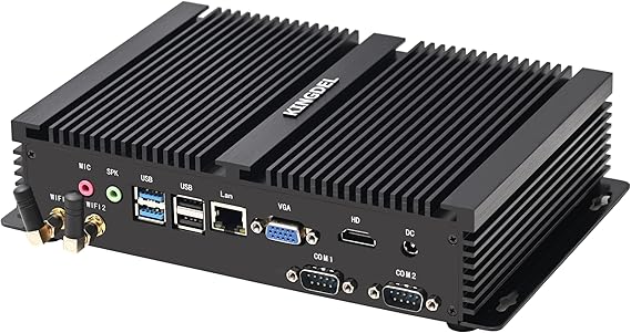 KINGDEL Industrial Mini PC, Desktop Mirco Computer, i7 12th Gen. CPU, 16GB DDR4 RAM, 512GB NVMe SSD, 4K 4096x2304, HD Port, VGA, 2xCOM RS232, WF 6E+BT5.3, Fanless W-11 Pro