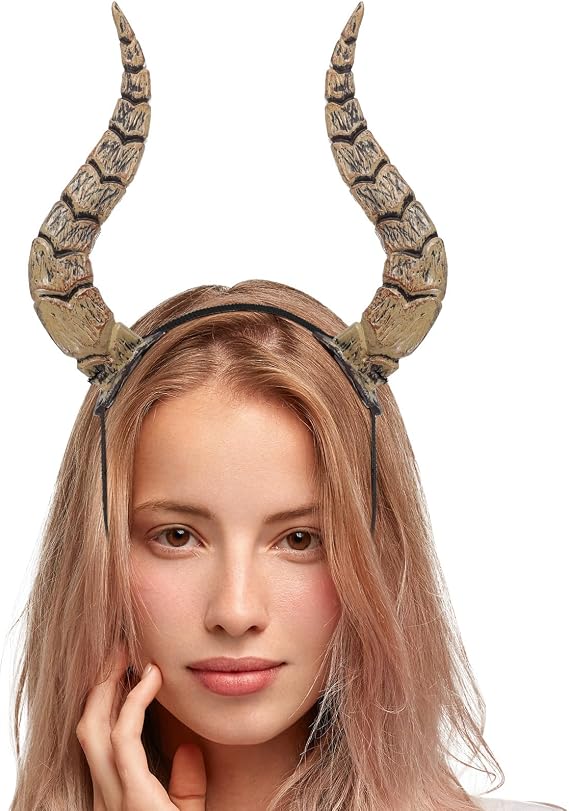 Animal Horn Headband for Halloween Cosplay Party with Elastic Band 9.25 Inch Devil Horns Hair Accessory