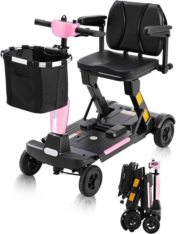Ecomobi MS02 F Fully Folding Mobility Scooters for Adults 5 mph, 53 lbs Lightweight Electric Wheelchair, 43" Turning Radius, Digital Display