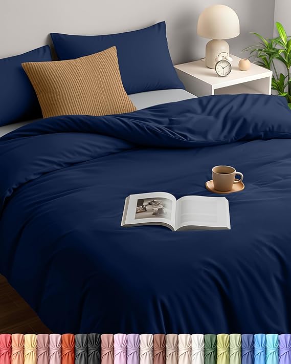 Utopia Bedding Double Duvet Cover Set with 2 Pillowcases 50x75 cm, Navy