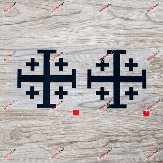 2X Black 10.2cm Jerusalem Cross Crusaders' Cross Five-fold Cross Decal Sticker Car Vinyl die-Cut no Background