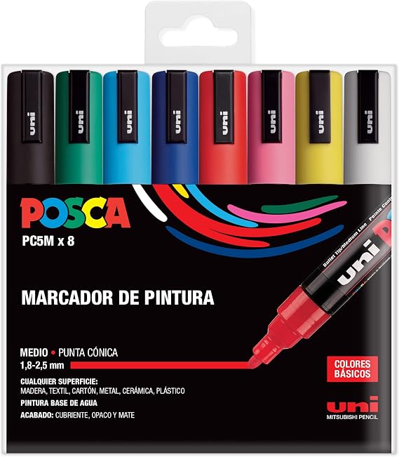 UNI POSCA Pencil Set PC 5 m Basic Pack of 8