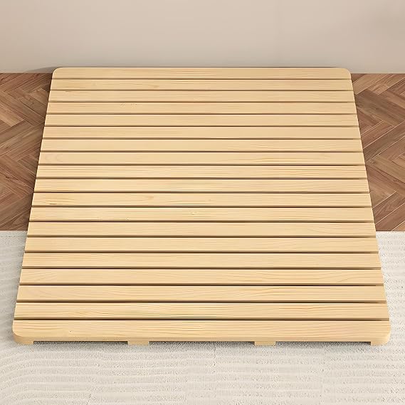 Foldable Floor Bed Frame, Breathable Wooden Roll-Up Slats For Futon