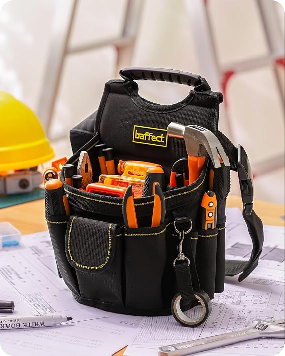 Baffect Electrician Tool Pouch With 14 Pockets & 6 Fixing Rings, 43" Belt