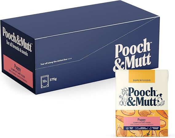 Pooch & Mutt - Puppy, Complete Wet Dog Food, Chicken Flavour, 12x375g