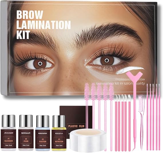 Brow Lamination Kit Premium Eyebrow Lamination Kit With Keratin Premium Eyebrow Lift Set Shaping For 3d Natural Fuller Thicker Wild Eyebrows 6 Weeks Long Lasting Results Professional Salon Results