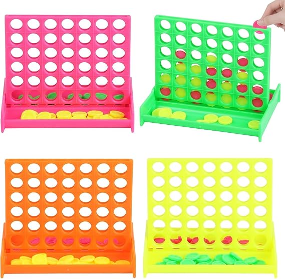 VEYLIN Mini 4 in a Row Classic Board Game, Connect 4 Game Assorted Colours Four In A Row Board Games Party Bag Fillers, Educational Toy for Boys & Girls
