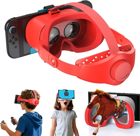 Upgraded VR Headset for Switch 2 (2025), Switch 2 VR Virtual Boy Games Glasses with Adjustable HD Lenses and Head Strap with Rotary Button, Labo VR for Switch 2 Accessory, Orange & Blue