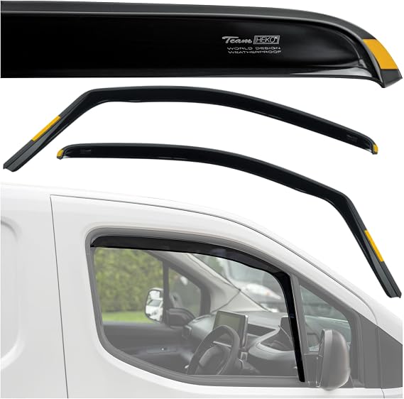 HEKO - Compatible with Ford Transit Connect 2014-2021 Side Window Deflectors; Front; Two pcs; Wind Deflectors, Tinted, Aerodynamic, Quick and Easy Installation; Protection Against Wind and Rain