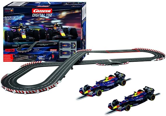Carrera Digital 132 / Formula 1 Race of The Champions / Red Bull Racing RB20 M. Verstappen vs. S. Pérez / 7.3 m Racetrack / Wireless 2.0 / Up to 6 Drivers / Scale 1:32 Formula 1 Racetrack Set