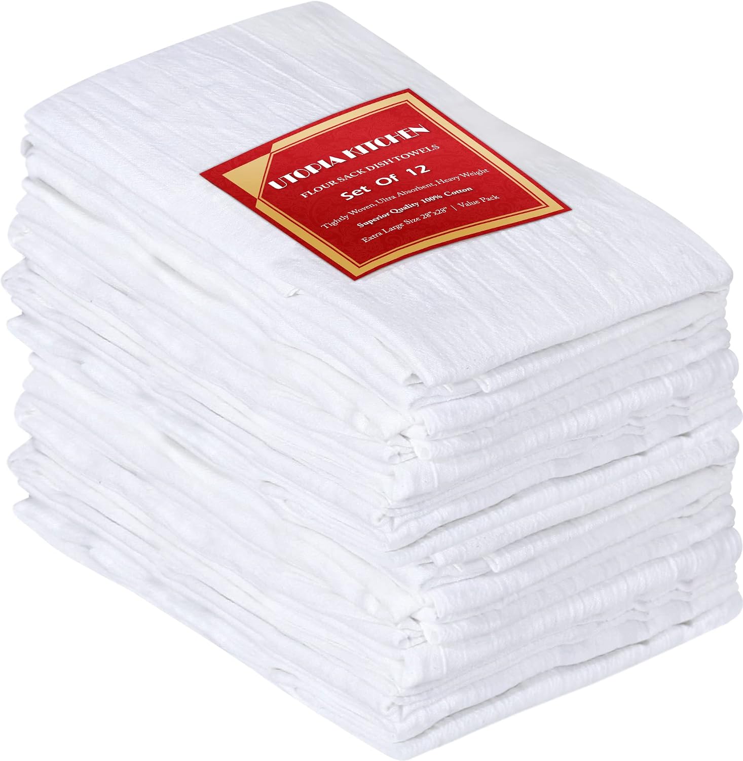 Utopia Kitchen - Flour Sack Towels 12 Pack - 71 x 71 Centimeters - 100% Cotton Dishcloth, Kitchen Towels