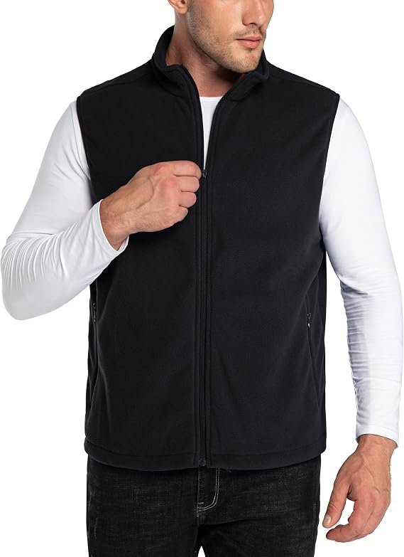 33,000ft Men's Fleece Gilets Lightweight Sleeveless Jacket Vest Windproof Bodywarmer Outerwear Golf Gilet With Zip Pockets for Hiking Cycling Running