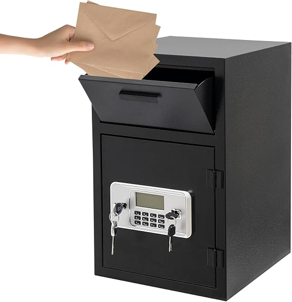 Key Drop Box for Outside, Key Safe Wall Mounted, Convenient Drop-off Point, Suggestion Box, Cash Box with Combination Lock, for Home Office and Business