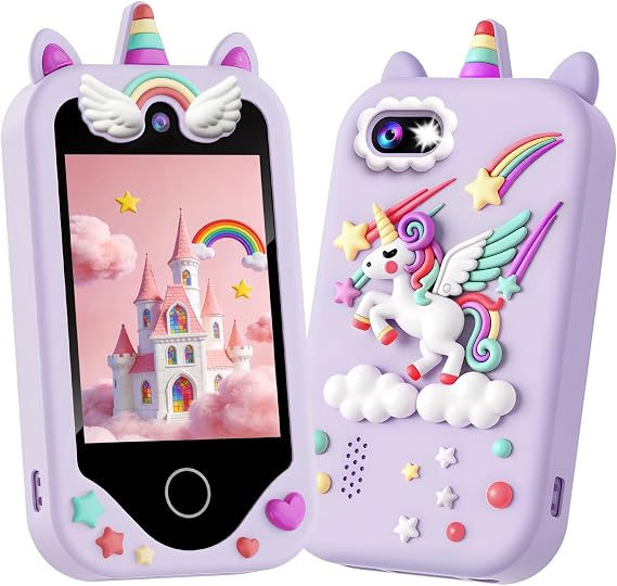 Kids Smart Phone for Girls, Kids Phone Toy with Touchscreen, Children Christmas Birthday Gift for Age 3 4 5 6 Year Old, Dual Cameras, Learning, Music Player, Games,Purple