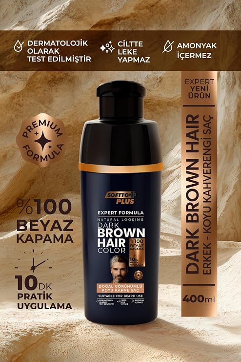Softto Plus Expert Men Dark Brown Hair Color – Koyu Kahve/Geliştirilmiş Formül/Doğal Görünüm