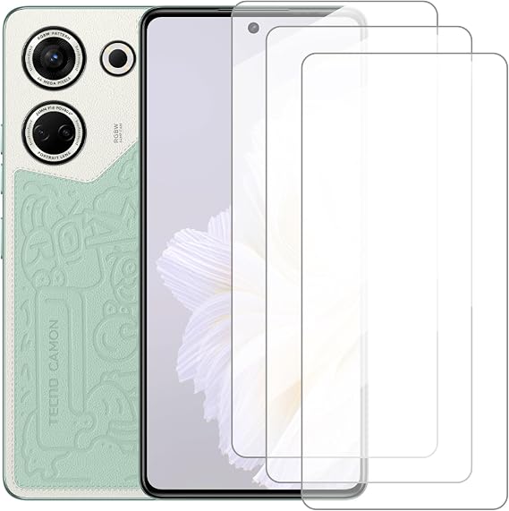Screen Protector Compatible with Tecno Camon 20 4G CK6(6.67 Inch) [3 Pack] Glass Screen Protector Suitable for Tecno Camon 20 Pro 4G CK7n, Tempered Glass Protective Film