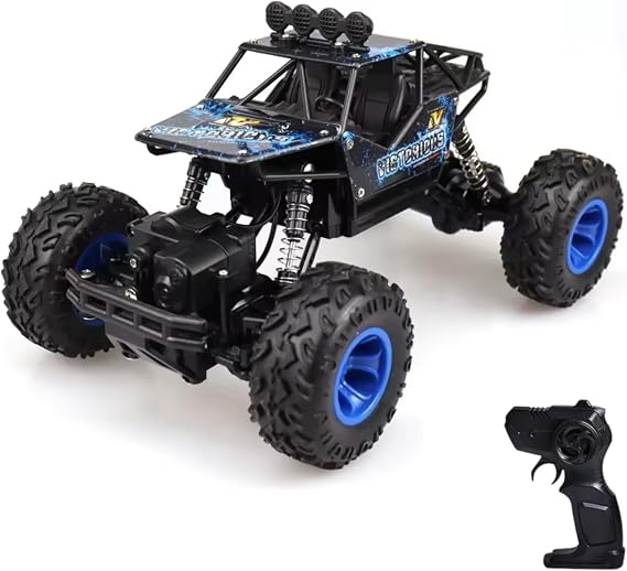 Giffy / 1:16 Ölçek 4x4 Uzaktan Kumandalı Rock Crawler Off Road Aracı 4 Çeker Şarjlı 20 Dk Kullanım Kırmızı Ve Mavi Oyuncak Off Road Araba (Mavi)