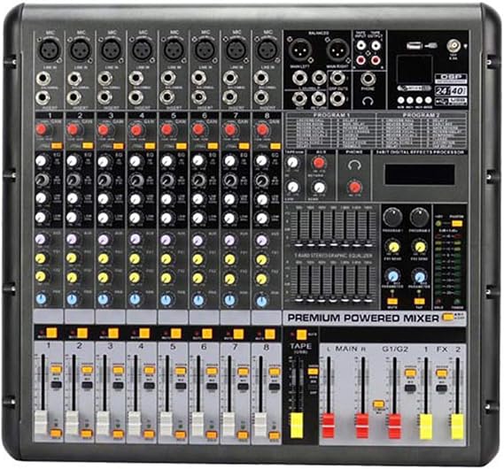 Studio Mixing Desks, DJ Mixer 8-Channel Mixing Console Mixer 24Bit DSP Effects +48V Phantom Power for Studio Recording Network Live Broadcast DJ Karaoke