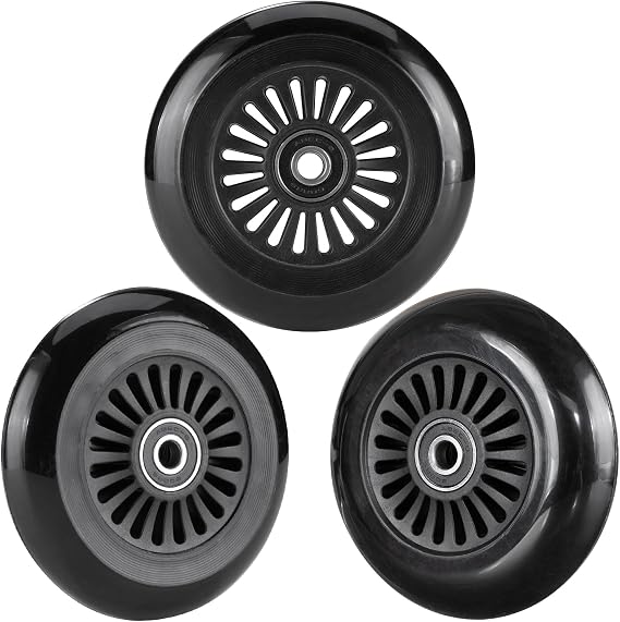 AOWESM Easy Roller Replacement Wheels w/Bearings ABEC-9 for Ez Rollers Classic Drifter Junior New Twist On A Classic Scooters - Set of 3 (Black)
