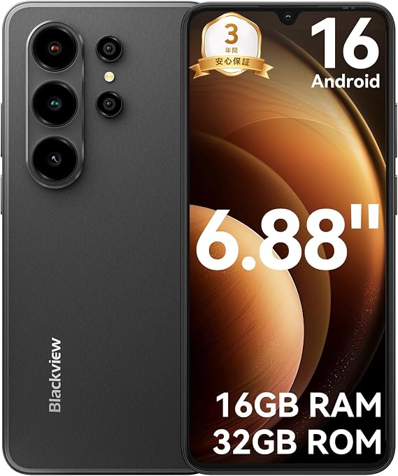 SIMフリー・技適認証済Blackview Wave10C スマホ Android 16 16GB RAM+32GB ROM/1TB拡張