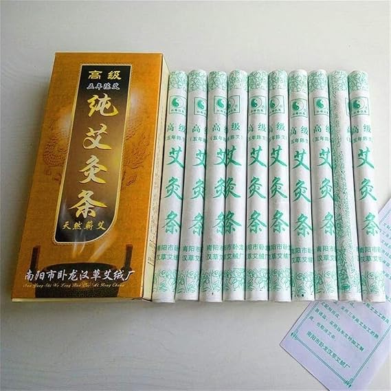 Moxa Stick Smokeless 10Pcs Traditional Moxibustion Rolls/Sticks, Black Moxa Roller for Acupuncture &amp; Massage
