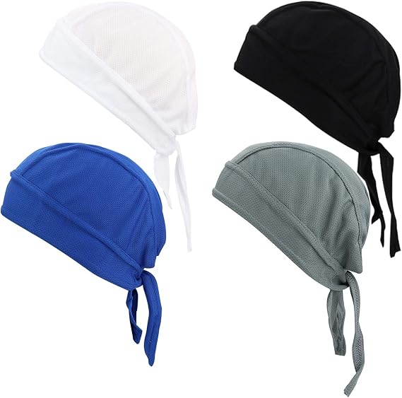4パック Do Rag/Dew Rag 汗発散スカルキャップ プライエートハット オートバイヘッドラップ 男女兼用 US サイズ: One Size