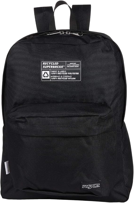 JanSport Recycled Superbreak Backpack - Sustainable and Eco-Friendly Bookbags, Black