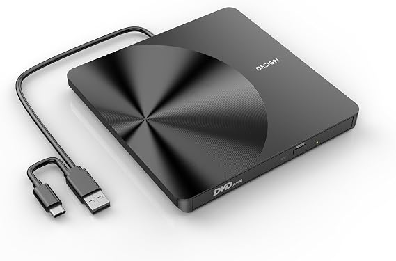 Portable External CD/DVD Driver for Laptop, USB 3.0 USB C CD Burner CD/DVD +/-RW Optical Drive, Slim Portable DVD CD ROM Rewriter for Laptop Desktop PC Windows 11/10/8/7 MacBook Mac Linux OS